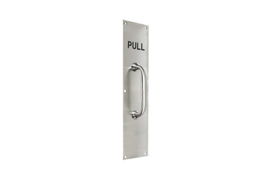 Cal-Royal Stainless Steel Pull Plate with "PULL" Engraved in Black Color Eclipse Handle Bar