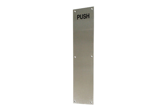 Cal-Royal Stainless Steel Push Plate with "PUSH" Engraved in Black Color
