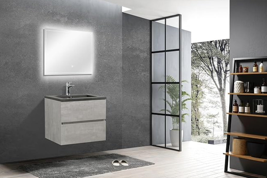 Edi Black Wall-Mounted Bathroom Vanity Set