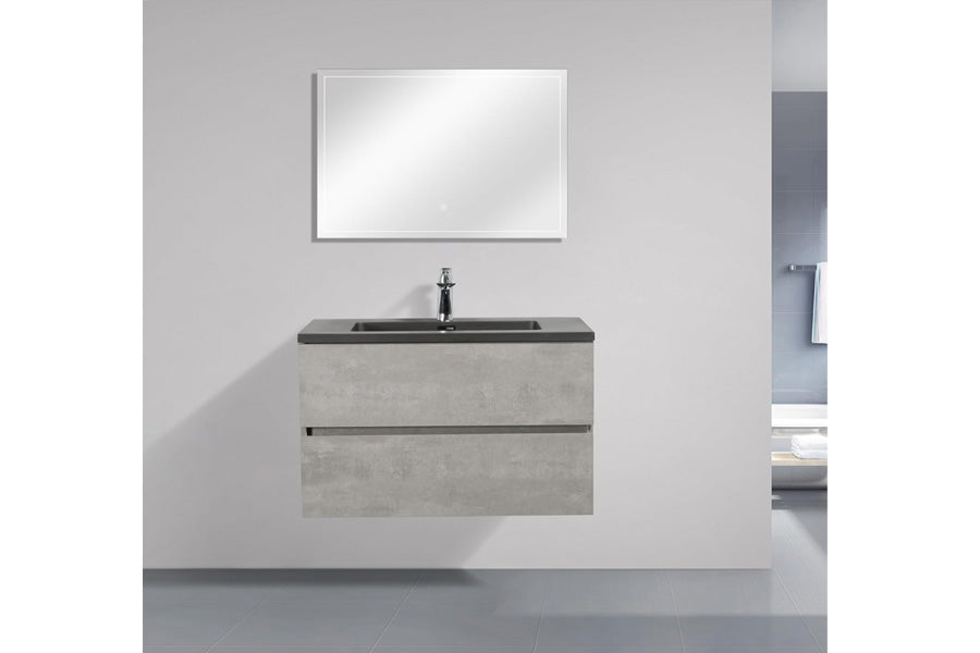 Edi Black Wall-Mounted Bathroom Vanity Set
