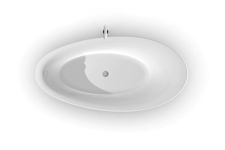 TONA Leonardo 71" Glossy White Acrylic Freestanding Bathtub With Chrome Drain Cover and Overflow Cover