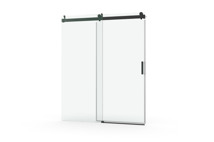 TONA 68 to 72 in. W x 76 in. H Sliding Frameless Soft-Close Shower Door with Premium 3/8 Inch (10mm) Thick Tampered Glass in Matte Black 22D01-72MB