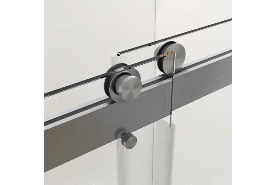 TONA 44 to 48 in. W x 76 in. H Double Sliding Frameless Soft-Close Shower Door with Premium 3/8 Inch (10mm) Thick Tampered Glass and Easy-cleaning Coating, Stainless Steel in Brushed Nickel 23D02-48BN