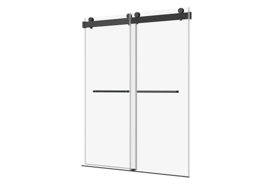 TONA 44 to 48 in. W x 76 in. H Double Sliding Frameless Soft-Close Shower Door with Premium 3/8 Inch (10mm) Thick Tampered Glass and Easy-cleaning Coating, Matte Black 23D02-48MB