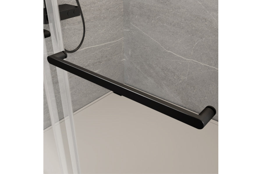 TONA 44 to 48 in. W x 76 in. H Double Sliding Frameless Soft-Close Shower Door with Premium 3/8 Inch (10mm) Thick Tampered Glass and Easy-cleaning Coating, Matte Black 23D02-48MB