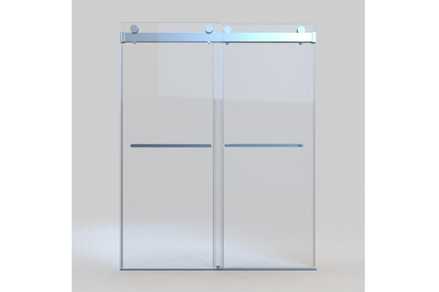 TONA 56 to 60 in. W x 76 in. H Double Sliding Frameless Soft-Close Shower Door, Premium 3/8 Inch (10mm) Thick Tampered Glass and Easy-cleaning Coating in Chrome 23D02-60C