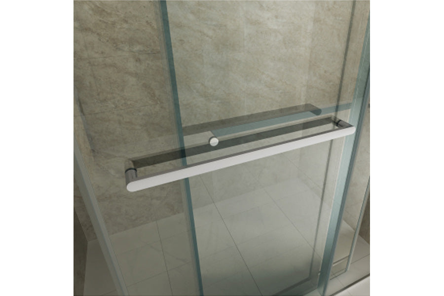 TONA 56 to 60 in. W x 76 in. H Double Sliding Frameless Soft-Close Shower Door, Premium 3/8 Inch (10mm) Thick Tampered Glass and Easy-cleaning Coating in Chrome 23D02-60C