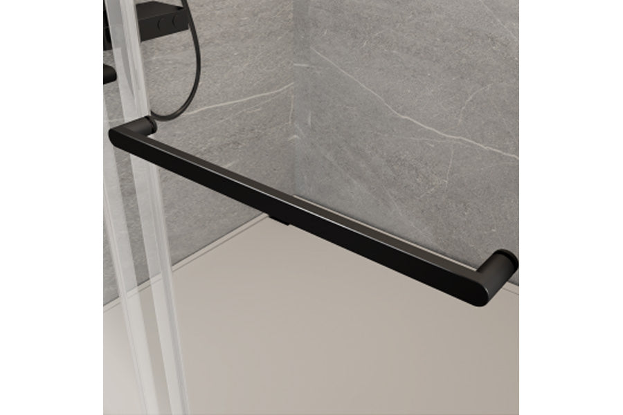 TONA 56 to 60 in. W x 76 in. H Double Sliding Frameless Soft-Close Shower Door with Premium 3/8 Inch (10mm) Thick Tampered Glass and Easy-cleaning Coating in Matte Black 23D02-60MB
