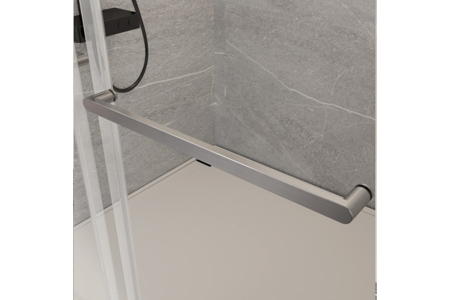 TONA 68 to 72 in. W x 76 in. H Double Sliding Frameless Soft-Close Shower Door with Premium 3/8 Inch (10mm) Thick Tampered Glass and Easy-cleaning Coating, 23D02-72BN Brushed Nickel