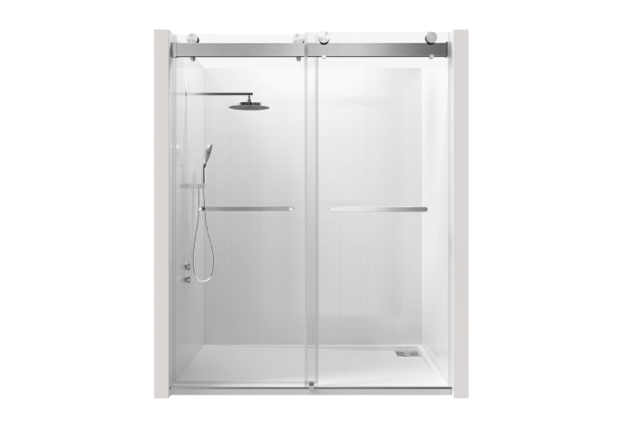TONA 68 to 72 in. W x 76 in. H Double Sliding Frameless Soft-Close Shower Door with Premium 3/8 Inch (10mm) Thick Tampered Glass and Easy-cleaning Coating, 23D02-72BN Brushed Nickel