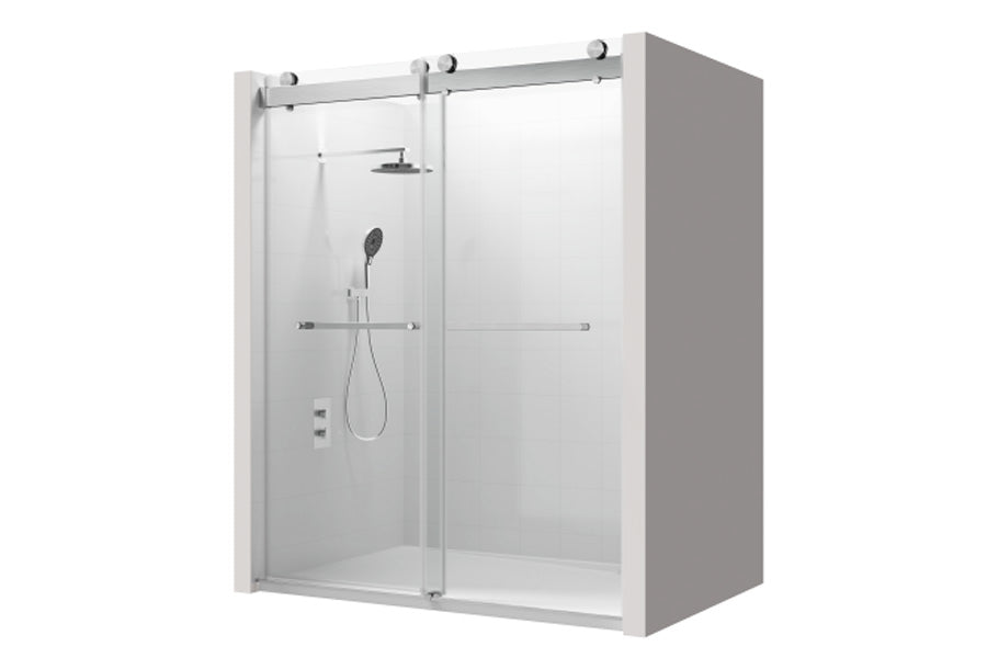 TONA 68 to 72 in. W x 76 in. H Double Sliding Frameless Soft-Close Shower Door with Premium 3/8 Inch (10mm) Thick Tampered Glass and Easy-cleaning Coating, 23D02-72BN Brushed Nickel