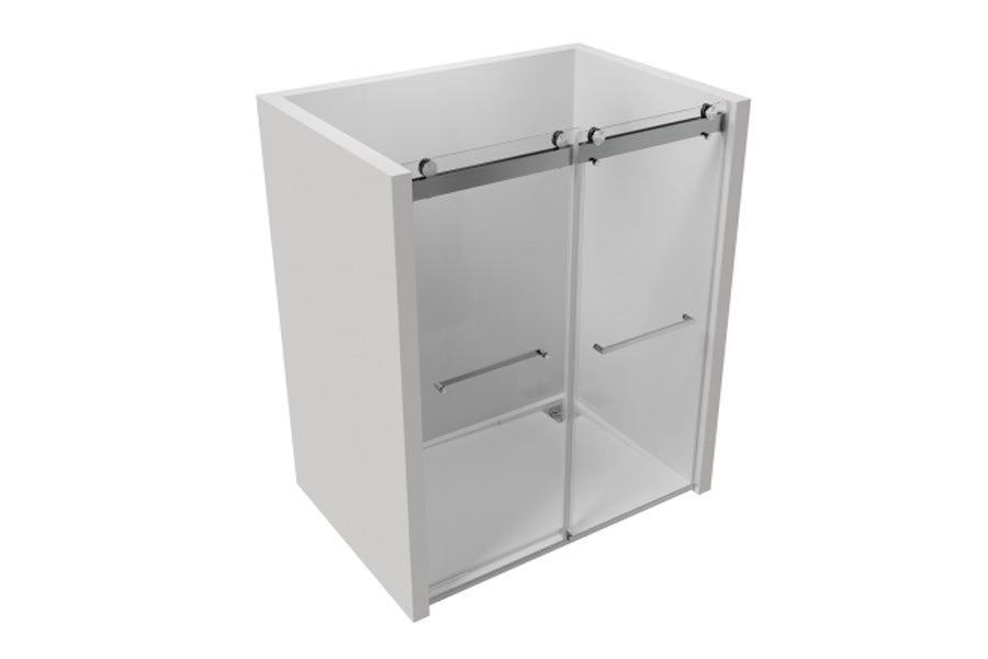 TONA 68 to 72 in. W x 76 in. H Double Sliding Frameless Soft-Close Shower Door with Premium 3/8 Inch (10mm) Thick Tampered Glass and Easy-cleaning Coating, 23D02-72BN Brushed Nickel