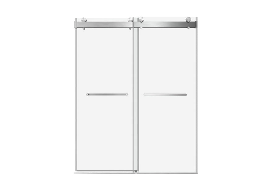 TONA 68 to 72 in. W x 76 in. H Double Sliding Frameless Soft-Close Shower Door with Premium 3/8 Inch (10mm) Thick Tampered Glass and Easy-cleaning Coating, 23D02-72BN Brushed Nickel