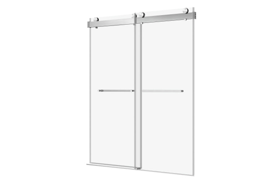 TONA 68 to 72 in. W x 76 in. H Double Sliding Frameless Soft-Close Shower Door with Premium 3/8 Inch (10mm) Thick Tampered Glass and Easy-cleaning Coating, 23D02-72BN Brushed Nickel