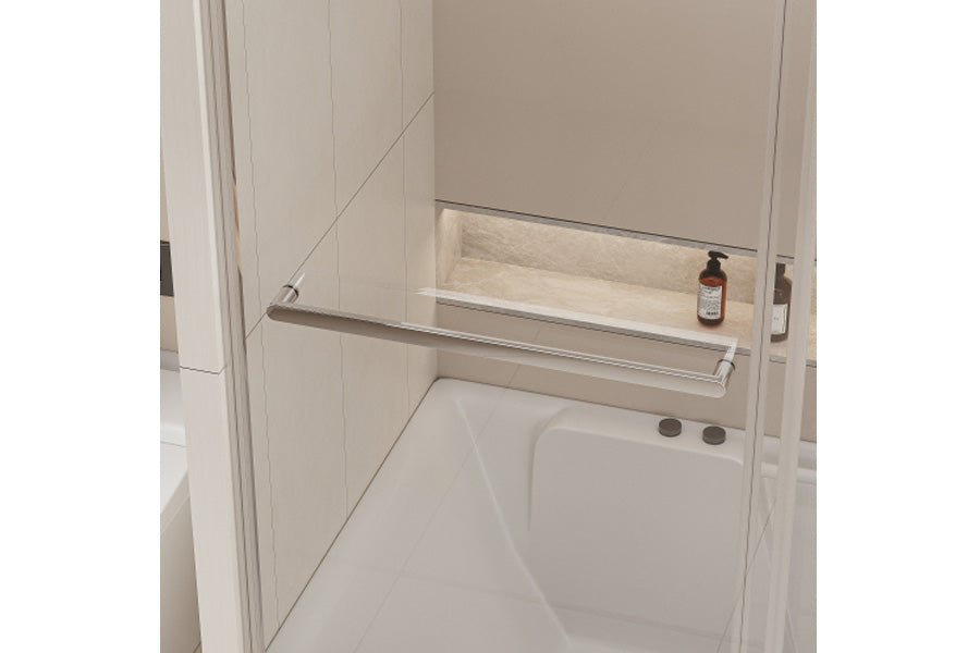 TONA 56-60 in. W x 62 in. H Frameless Double Sliding Tub Door, Bypass Tub Shower Door Soft Closing, Chrome 24D02-T60CHX
