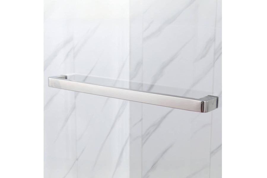 TONA 56-60 in. W x 76 in. H Frameless Shower Door, Single Sliding 5/16" (8mm) Clear Tempered Glass Shower Door with Explosion-Proof Film, Stainless Steel Hardware, Brushed Nickel 24D210-60BN-COMBO