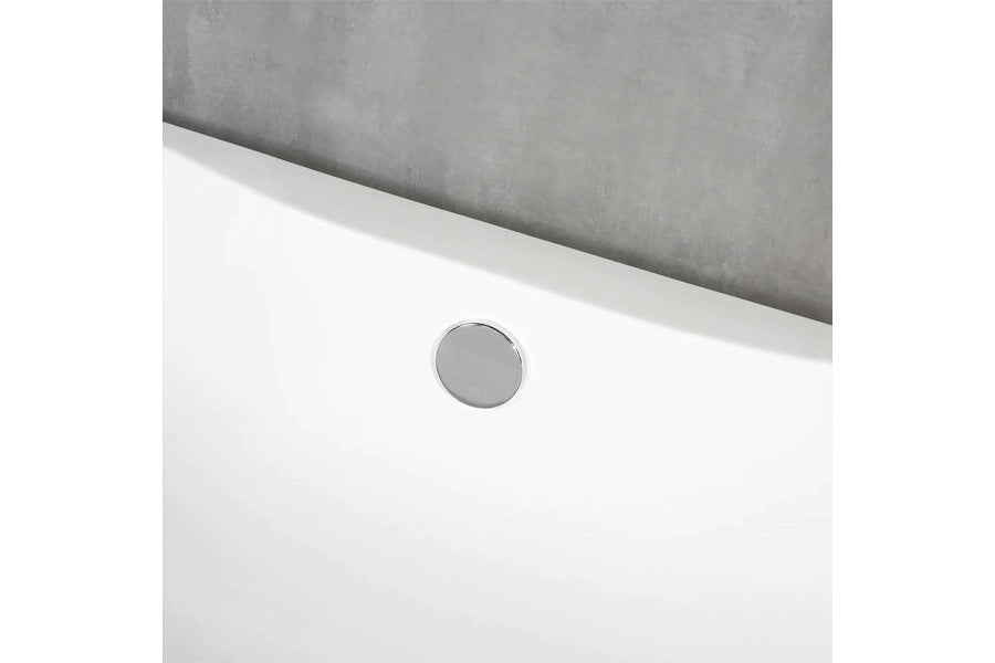 TONA Crystal 59" Glossy White Acrylic Freestanding Bathtub With Chrome Drain Cover and Overflow Cover