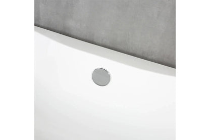 TONA Crystal 59" Glossy White Acrylic Freestanding Bathtub With Chrome Drain Cover and Overflow Cover