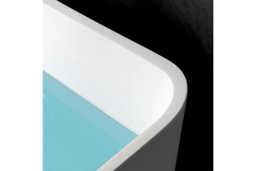 TONA Royal 67" Matte White Rectangular Cast Stone Freestanding Bathtub With Chrome-Plated Drain Cover and Overflow Cover