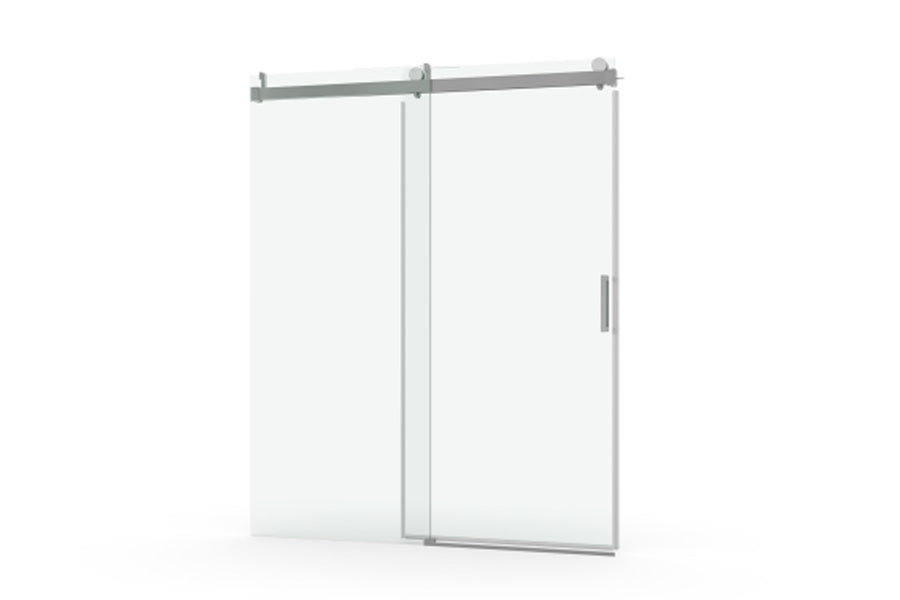 TONA 56 to 60 in. W x 76 in. H Sliding Frameless Soft-Close Shower Door with Premium 3/8 Inch (10mm) Thick Tampered Glass in Brushed Nickel 22D01-60BN