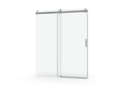 TONA 56 to 60 in. W x 76 in. H Sliding Frameless Soft-Close Shower Door with Premium 3/8 Inch (10mm) Thick Tampered Glass in Brushed Nickel 22D01-60BN