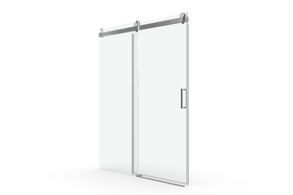 TONA 56 to 60 in. W x 76 in. H Sliding Frameless Soft-Close Shower Door with Premium 3/8 Inch (10mm) Thick Tampered Glass in Brushed Nickel 22D01-60BN