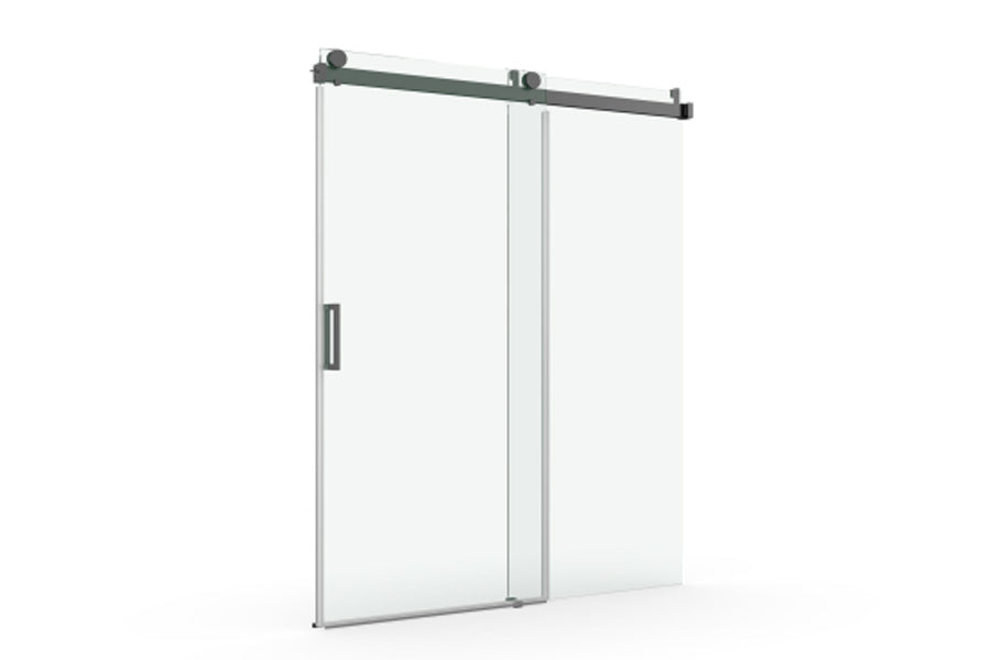TONA 56" - 60" W x 76" H Frameless Soft-closing Single Sliding Shower Door, 3/8" (10mm) Tempered Glass with Easy-cleaning Coating, Matte Black 22D01-60MB