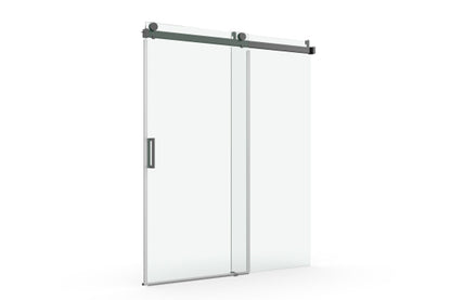 TONA 56" - 60" W x 76" H Frameless Soft-closing Single Sliding Shower Door, 3/8" (10mm) Tempered Glass with Easy-cleaning Coating, Matte Black 22D01-60MB