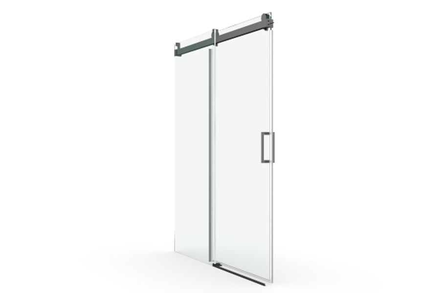 TONA 56" - 60" W x 76" H Frameless Soft-closing Single Sliding Shower Door, 3/8" (10mm) Tempered Glass with Easy-cleaning Coating, Matte Black 22D01-60MB