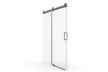 TONA 56" - 60" W x 76" H Frameless Soft-closing Single Sliding Shower Door, 3/8" (10mm) Tempered Glass with Easy-cleaning Coating, Matte Black 22D01-60MB