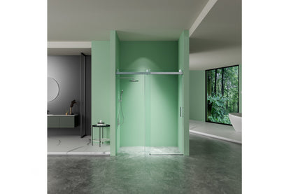 TONA 68 to 72 in. W x 76 in. H Sliding Frameless Soft-Close Shower Door with Premium 3/8 Inch (10mm) Thick Tampered Glass in Brushed Nickel 22D01-72BN