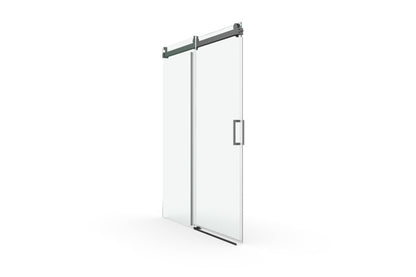 TONA 68 to 72 in. W x 76 in. H Sliding Frameless Soft-Close Shower Door with Premium 3/8 Inch (10mm) Thick Tampered Glass in Matte Black 22D01-72MB
