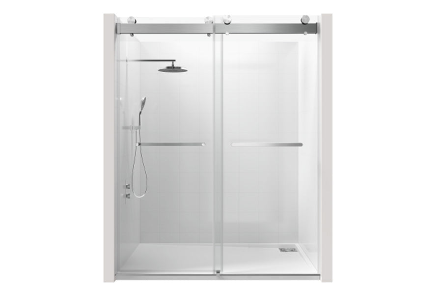 TONA 44 to 48 in. W x 76 in. H Double Sliding Frameless Soft-Close Shower Door with Premium 3/8 Inch (10mm) Thick Tampered Glass and Easy-cleaning Coating, Stainless Steel in Brushed Nickel 23D02-48BN