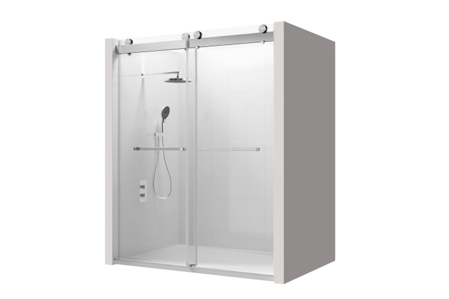 TONA 44 to 48 in. W x 76 in. H Double Sliding Frameless Soft-Close Shower Door with Premium 3/8 Inch (10mm) Thick Tampered Glass and Easy-cleaning Coating, Stainless Steel in Brushed Nickel 23D02-48BN