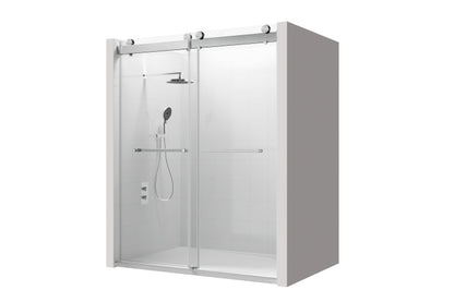 TONA 44 to 48 in. W x 76 in. H Double Sliding Frameless Soft-Close Shower Door with Premium 3/8 Inch (10mm) Thick Tampered Glass and Easy-cleaning Coating, Stainless Steel in Brushed Nickel 23D02-48BN