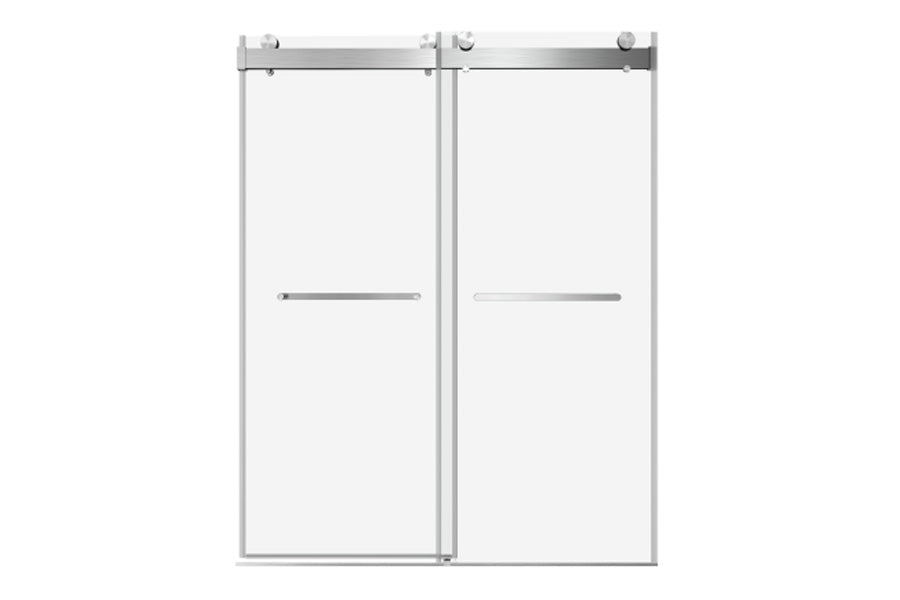 TONA 44 to 48 in. W x 76 in. H Double Sliding Frameless Soft-Close Shower Door with Premium 3/8 Inch (10mm) Thick Tampered Glass and Easy-cleaning Coating, Stainless Steel in Brushed Nickel 23D02-48BN