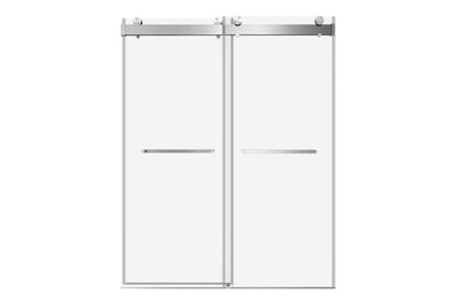 TONA 44 to 48 in. W x 76 in. H Double Sliding Frameless Soft-Close Shower Door with Premium 3/8 Inch (10mm) Thick Tampered Glass and Easy-cleaning Coating, Stainless Steel in Brushed Nickel 23D02-48BN