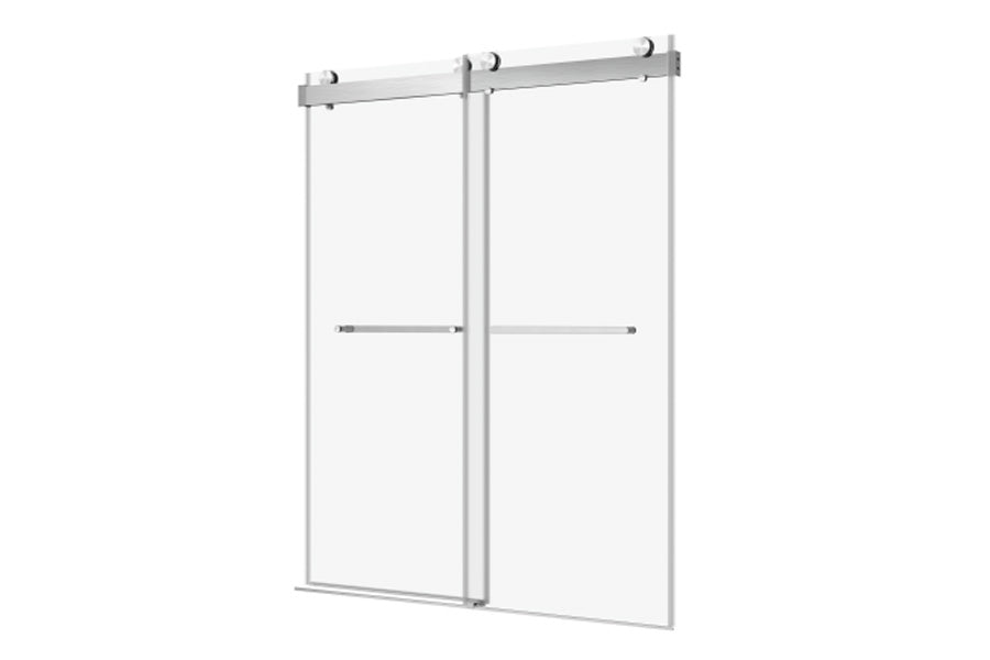 TONA 44 to 48 in. W x 76 in. H Double Sliding Frameless Soft-Close Shower Door with Premium 3/8 Inch (10mm) Thick Tampered Glass and Easy-cleaning Coating, Stainless Steel in Brushed Nickel 23D02-48BN