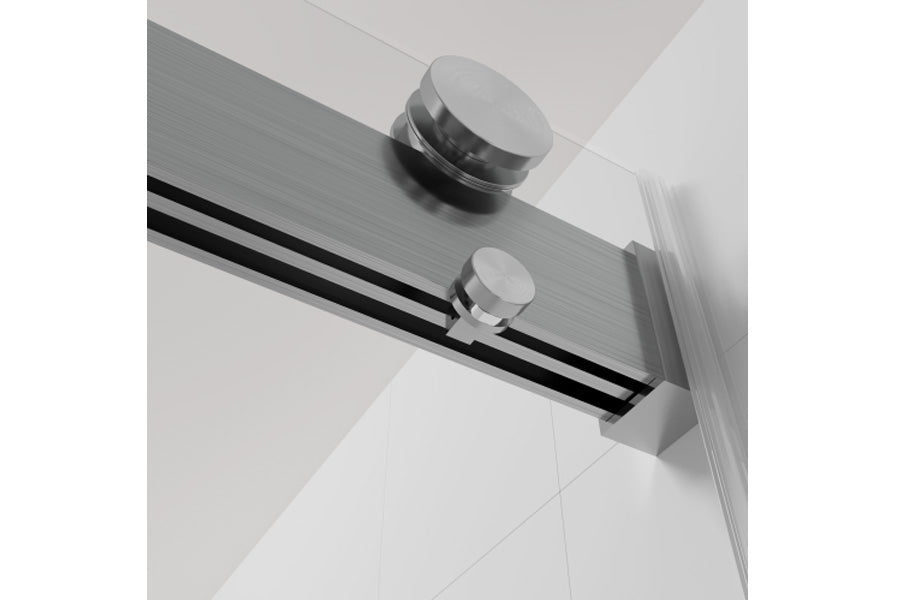 TONA 44 to 48 in. W x 76 in. H Double Sliding Frameless Soft-Close Shower Door with Premium 3/8 Inch (10mm) Thick Tampered Glass and Easy-cleaning Coating, Stainless Steel in Brushed Nickel 23D02-48BN