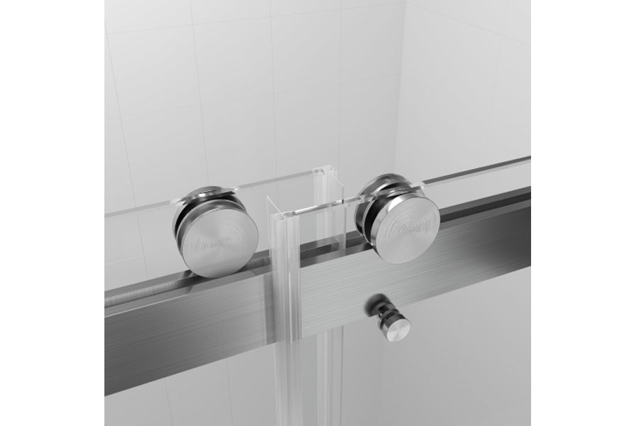 TONA 44 to 48 in. W x 76 in. H Double Sliding Frameless Soft-Close Shower Door with Premium 3/8 Inch (10mm) Thick Tampered Glass and Easy-cleaning Coating, Stainless Steel in Brushed Nickel 23D02-48BN