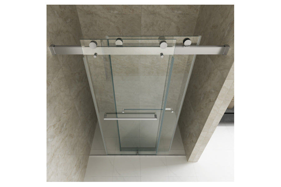 TONA 44 to 48 in. W x 76 in. H Double Sliding Frameless Soft-Close Shower Door, Premium 3/8 Inch (10mm) Thick Tampered Glass and Easy-cleaning Coating in Chrome 23D02-48C