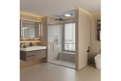 TONA 44 to 48 in. W x 76 in. H Double Sliding Frameless Soft-Close Shower Door, Premium 3/8 Inch (10mm) Thick Tampered Glass and Easy-cleaning Coating in Chrome 23D02-48C