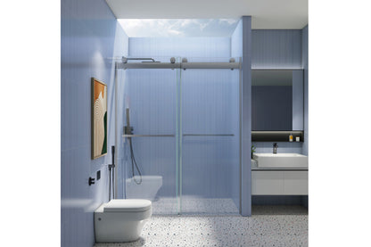 TONA 44 to 48 in. W x 76 in. H Double Sliding Frameless Soft-Close Shower Door, Premium 3/8 Inch (10mm) Thick Tampered Glass and Easy-cleaning Coating in Chrome 23D02-48C
