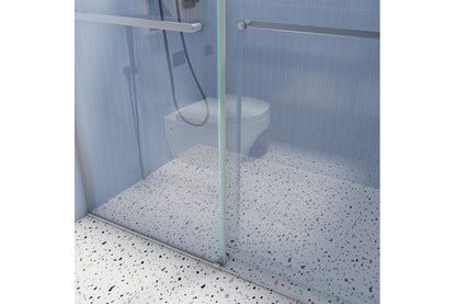 TONA 44 to 48 in. W x 76 in. H Double Sliding Frameless Soft-Close Shower Door, Premium 3/8 Inch (10mm) Thick Tampered Glass and Easy-cleaning Coating in Chrome 23D02-48C