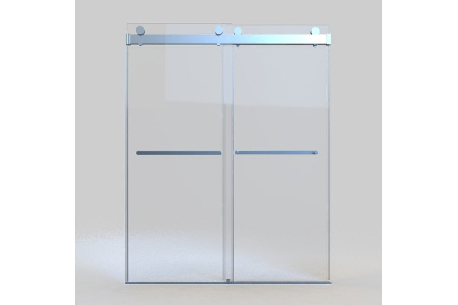 TONA 44 to 48 in. W x 76 in. H Double Sliding Frameless Soft-Close Shower Door, Premium 3/8 Inch (10mm) Thick Tampered Glass and Easy-cleaning Coating in Chrome 23D02-48C