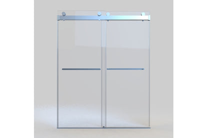 TONA 44 to 48 in. W x 76 in. H Double Sliding Frameless Soft-Close Shower Door, Premium 3/8 Inch (10mm) Thick Tampered Glass and Easy-cleaning Coating in Chrome 23D02-48C