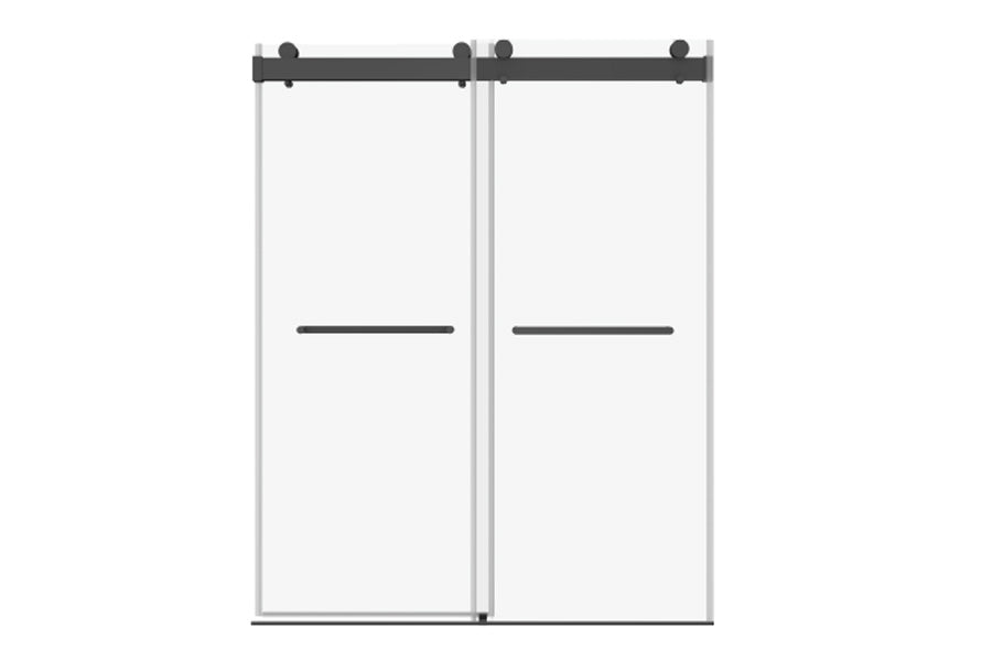 TONA 44 to 48 in. W x 76 in. H Double Sliding Frameless Soft-Close Shower Door with Premium 3/8 Inch (10mm) Thick Tampered Glass and Easy-cleaning Coating, Matte Black 23D02-48MB