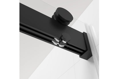 TONA 44 to 48 in. W x 76 in. H Double Sliding Frameless Soft-Close Shower Door with Premium 3/8 Inch (10mm) Thick Tampered Glass and Easy-cleaning Coating, Matte Black 23D02-48MB