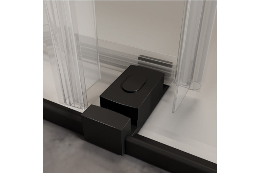 TONA 56 to 60 in. W x 76 in. H Double Sliding Frameless Soft-Close Shower Door with Premium 3/8 Inch (10mm) Thick Tampered Glass and Easy-cleaning Coating in Matte Black 23D02-60MB