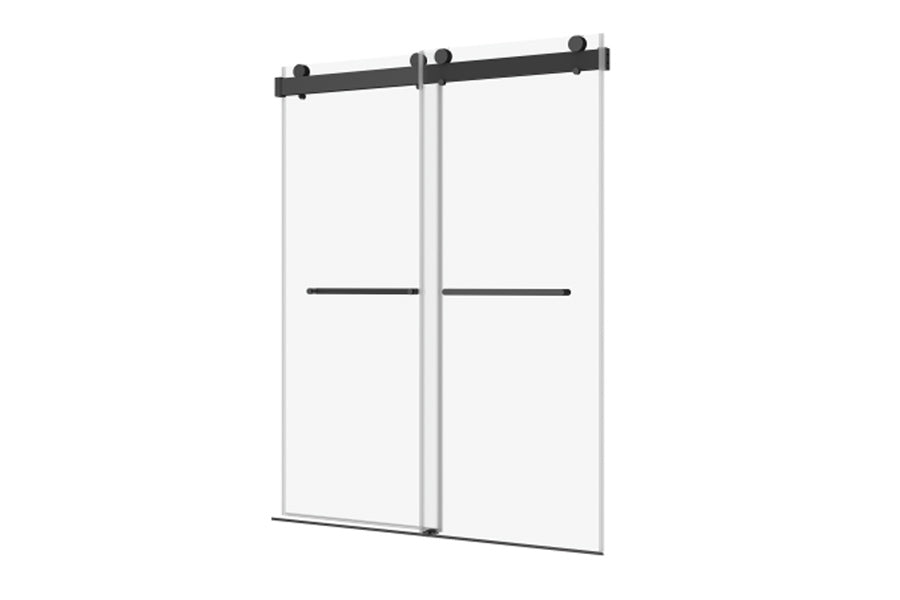 TONA 56 to 60 in. W x 76 in. H Double Sliding Frameless Soft-Close Shower Door with Premium 3/8 Inch (10mm) Thick Tampered Glass and Easy-cleaning Coating in Matte Black 23D02-60MB